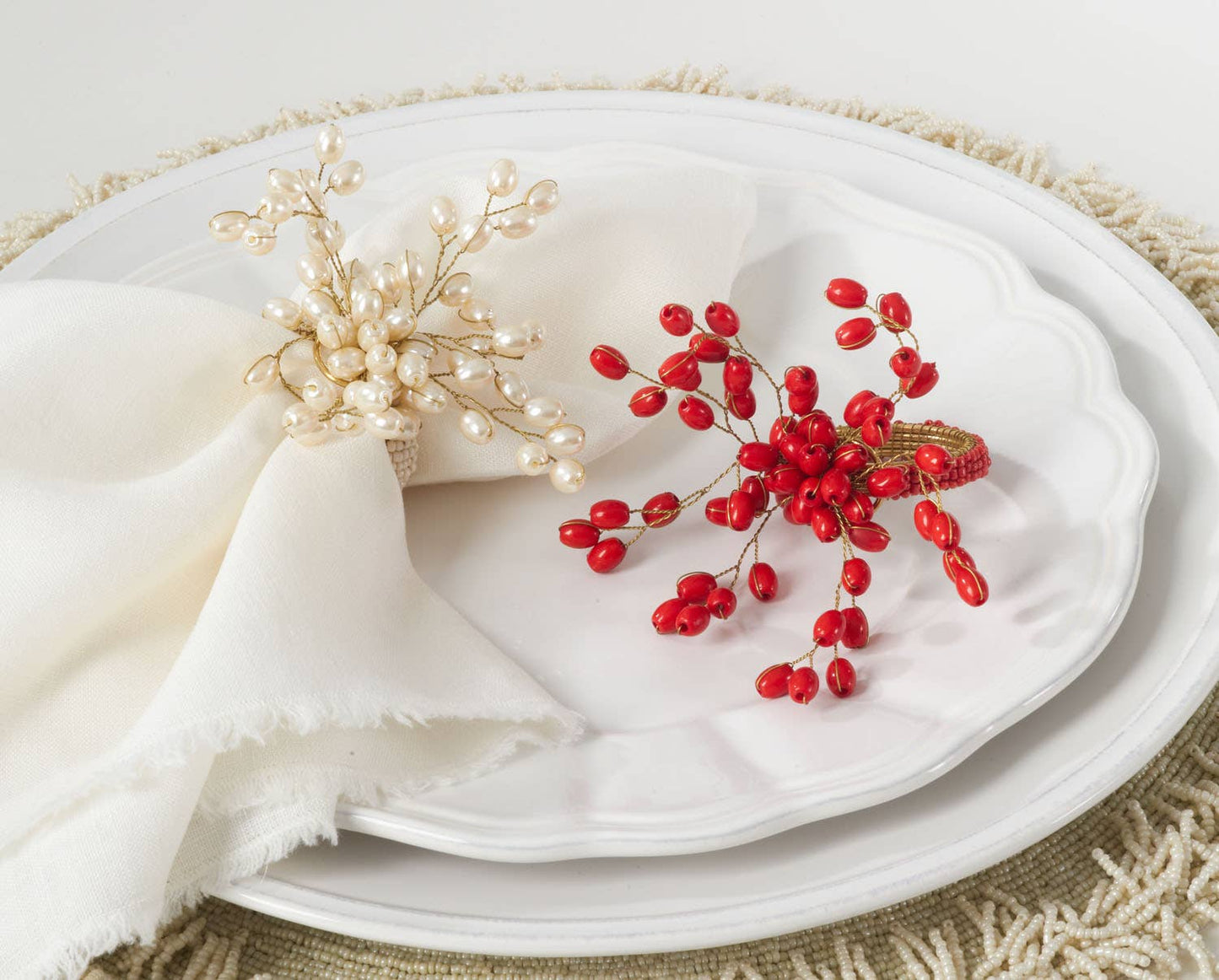 Beaded Napkin Ring: Vanilla