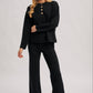 Textured Knit Top & Pants Set: BLACK