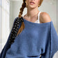 La Miel - JDS3608-Boat Neck Off Shoulder Dolman Sleeve Sweater Fall: Frosty Mint / M