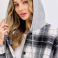 Classic Plaid Hooded Shacket: IVORY/BLACK