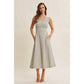 in february - SOFT-GLOW COTTON BLEND LUREX STRIPE FIT AND FLARE MIDI DRESS: RED / M