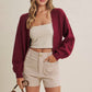 in february - EVERYDAY ESEENTIAL EASY LAYERING BALLOON SLV WAFFLE CARDIGAN: ROSEWOOD / M