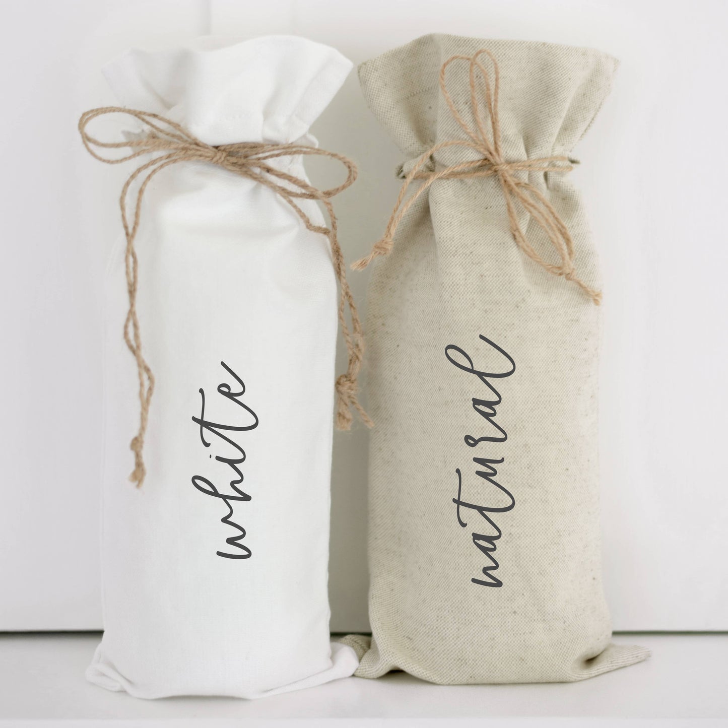 Happy Birthday Wine Bag: White Cotton