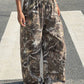 Lovesoft - Tartan Plaid Wide Leg Palazzo Pants: Branch Print / 95%Polyester+5% Elastane / S