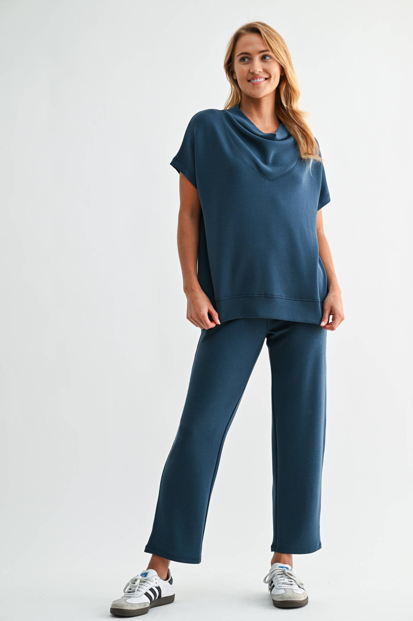 Laguna Cowl Neck Top: NATURAL