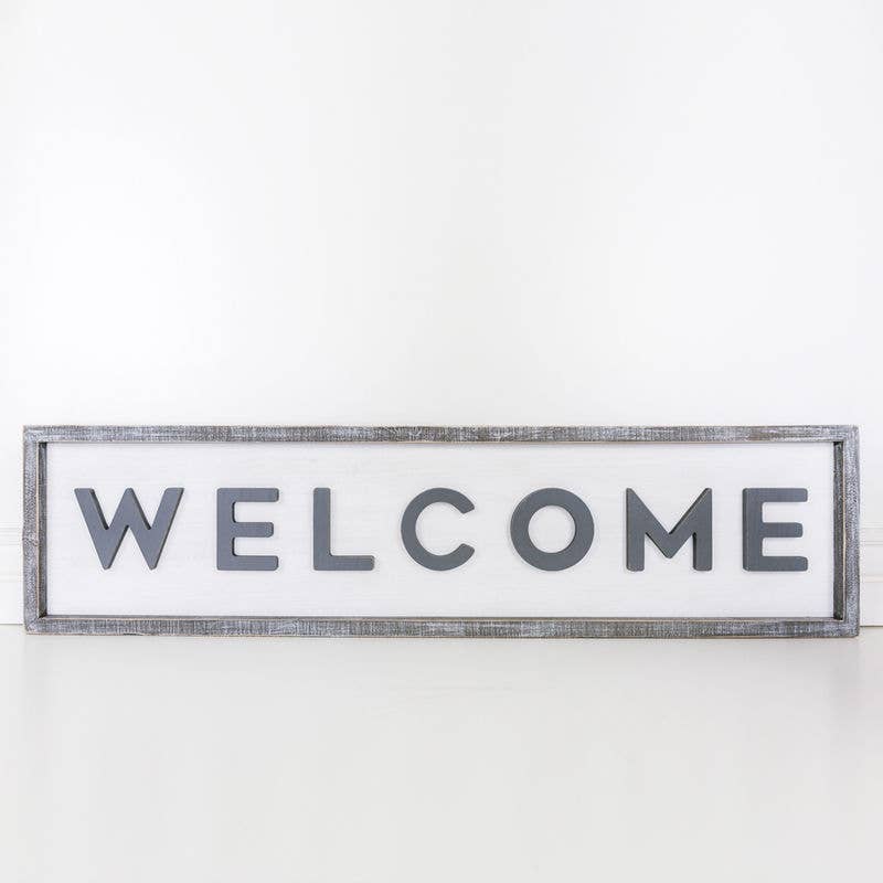 Wood Framed Reversible Sign (WELCOME)