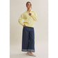in february - MORNING LIGHT UPLIFTING SOFT PASTEL POLO SWEATER TOP: BUTTER YELLOW / L