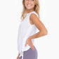 Side Cinch Slouchy Muscle Tank Top: White