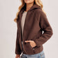 Bluivy - SOFT SHERPA FLEECE ZIPPER FRONT HOODIE JACKET: WINE / M