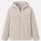 Bluivy - SOFT SHERPA FLEECE ZIPPER FRONT HOODIE JACKET: WINE / M