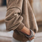 Lovesoft - Green Drop Shoulder Crew Neck Pullover Sweatshirt: Brown / 75%Polyester+25%Cotton / L