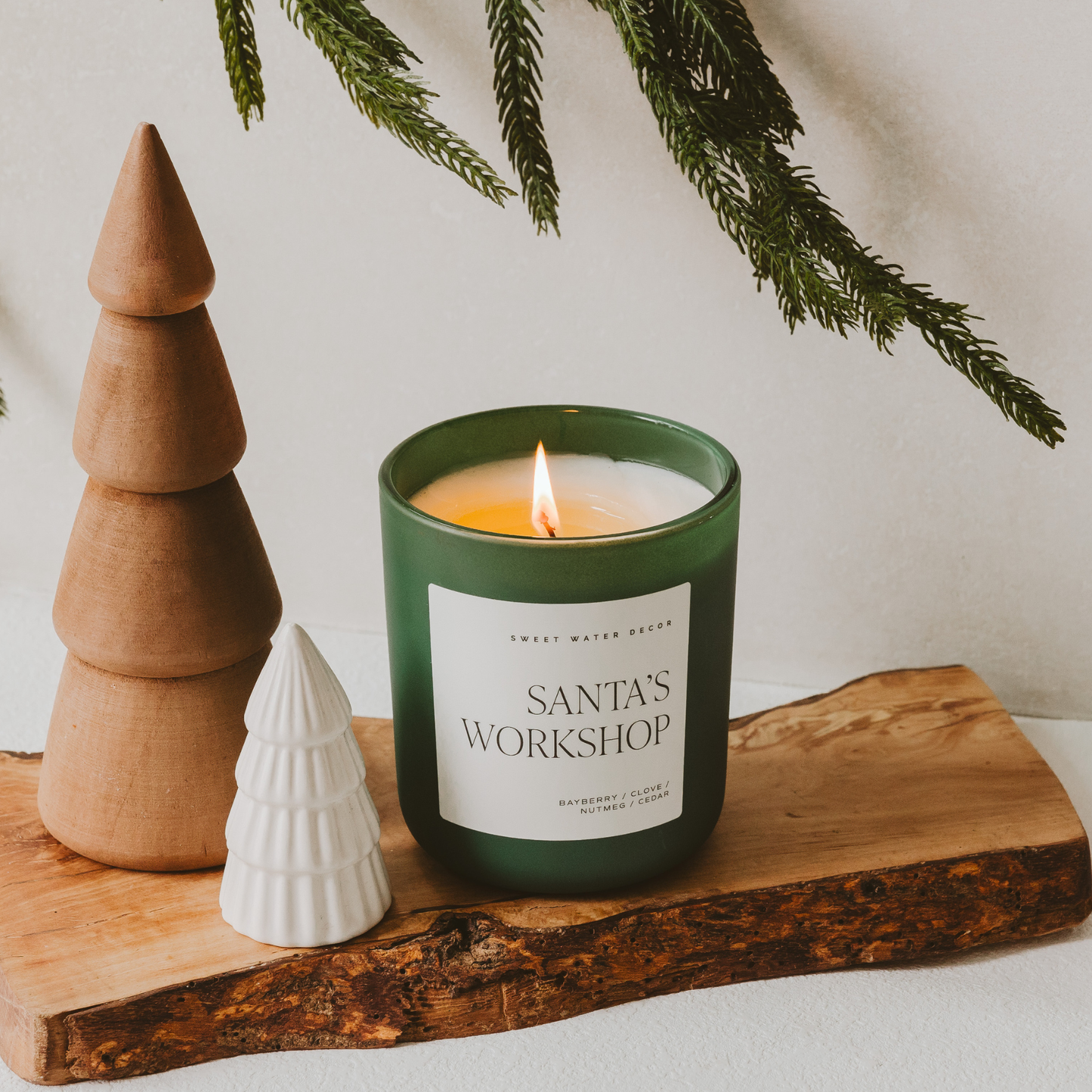 Candle: Santa's Workshop 15 oz Soy Candle, Green Matte Jar