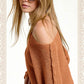 La Miel - JDS3608-Boat Neck Off Shoulder Dolman Sleeve Sweater Fall: Denim / M
