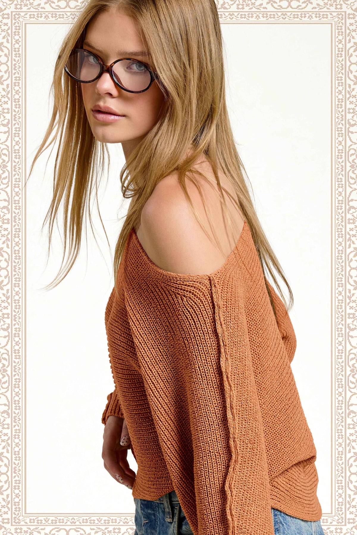 La Miel - JDS3608-Boat Neck Off Shoulder Dolman Sleeve Sweater Fall: Frosty Mint / M
