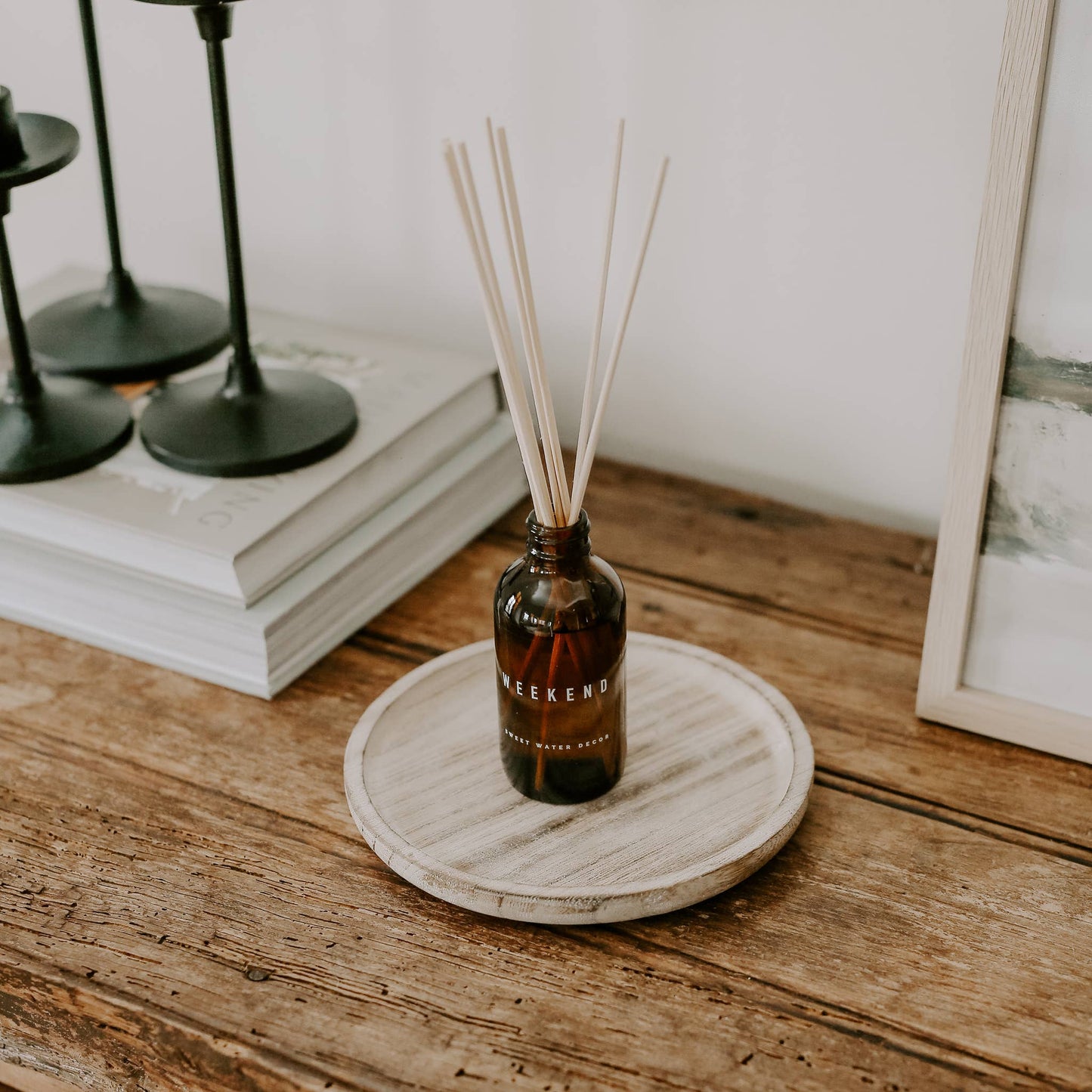 Rustic Round Wood Tray - 7x7x8