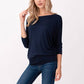 Heimious - 3/4 Dolman Sleeve Round neck Modal Jersey  Top, 2503: White / L