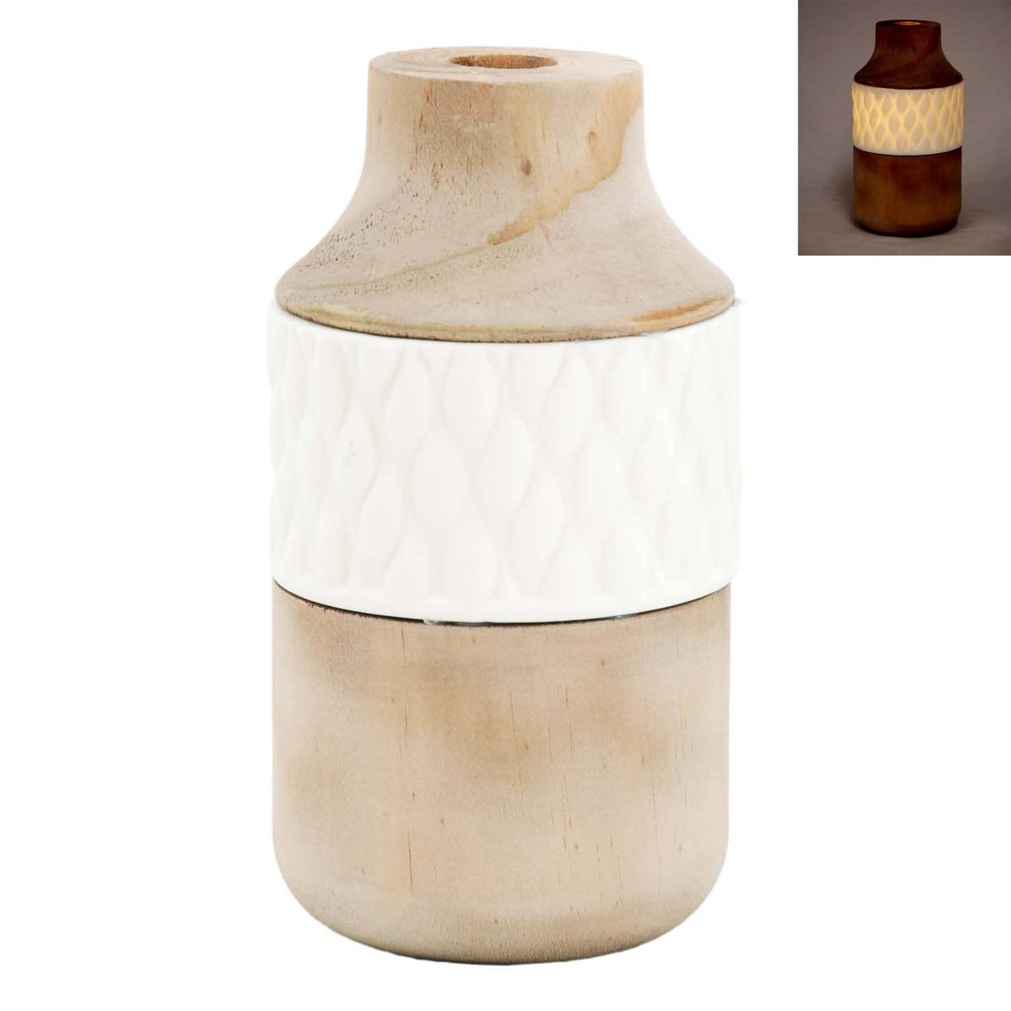 WT Collection - Natural & White Small 3 Layer Lighted Vase