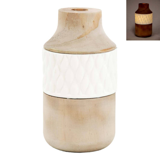 WT Collection - Natural & White Small 3 Layer Lighted Vase