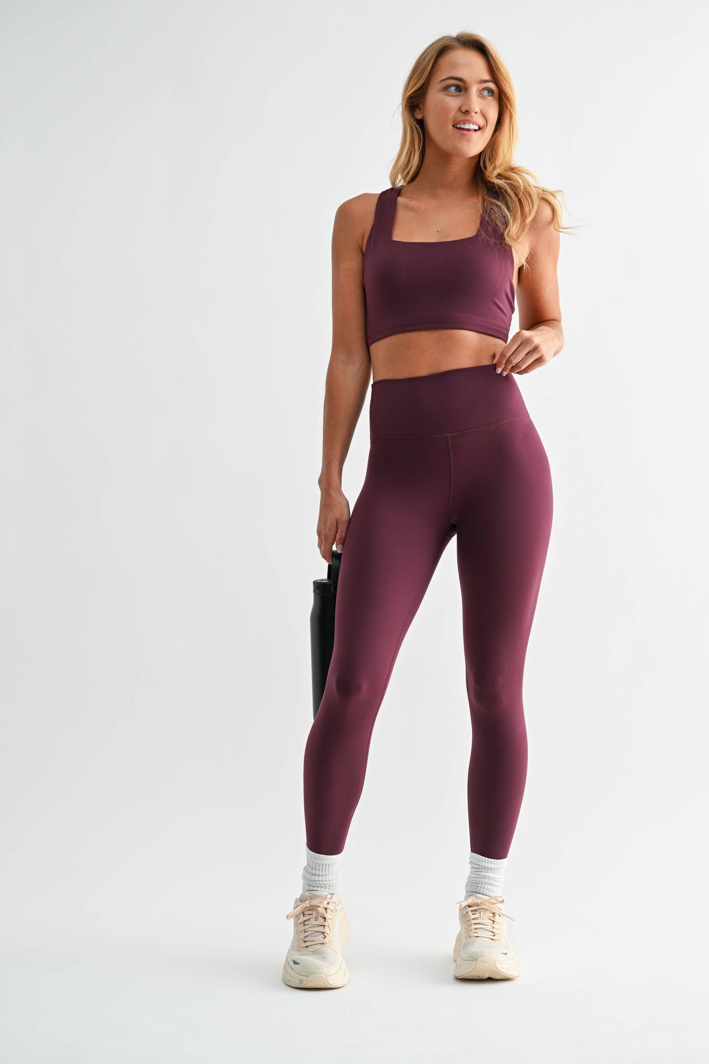 Venice Cloud Light Square Neck Sports Bra: HALOGEN BLUE