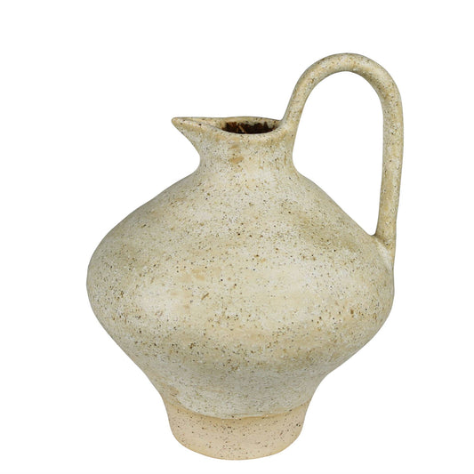 Umbria Pitcher with Tall Handle, Ceramic, WHITE SMALL