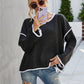 Casual Crew Neck Pullover Long Sleeve Sweater: KHAKI