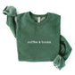 OAT COLLECTIVE - EMBROIDERED COFFEE AND BOOKS Sweatshirt Pullover Relaxed Fit: VINTAGE WHITE LONG SLEEVE / XL
