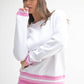 Contrast Cinch Cotton Sweatshirt: WHITE/BLUE JAY