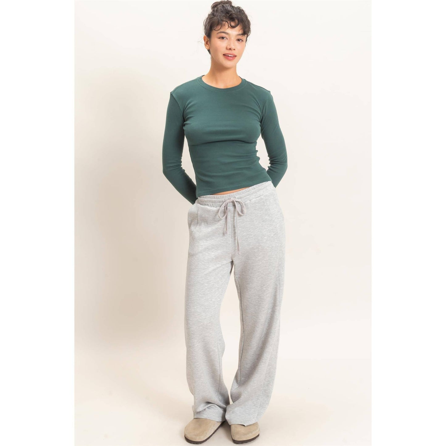 HYFVE - Crew Neck Long Sleeve Top: DARK BROWN / S-M-L(2-2-2)