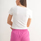 Organic Cotton Fit V-Neck Short Sleeve Shirt: WHITE