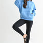 Cotton Blend Drop Shoulder Hoodie: HALOGEN BLUE