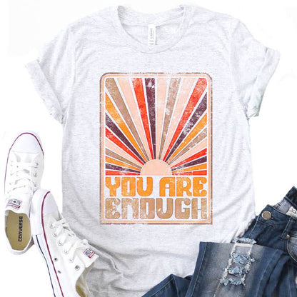 You Are Enough, Retro, Distressed, Vintage, Plus Size Tee: CREAM