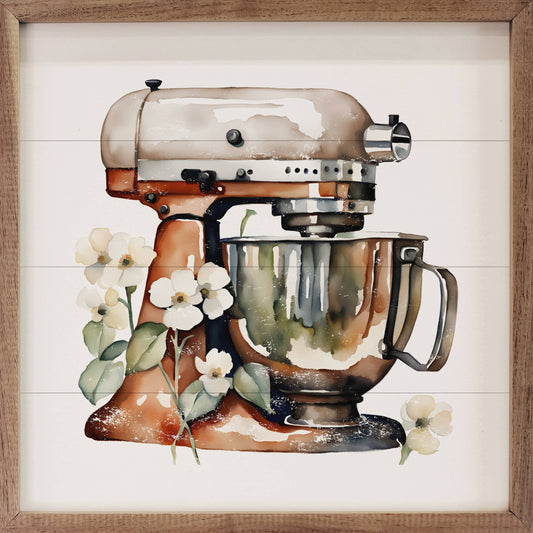 White Mixer With Flowers White: 4 x 4 x 1