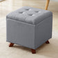 Tufted Square Storage Ottoman with Lift Off Lid: Linen Beige