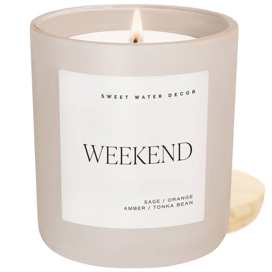 Candle: Weekend 15 oz Soy Candle, Matte Jar