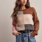 Forte - Colorblock Mixed Stripe Knit Sweater FSW0099: Blue Multi / Contemporary / L
