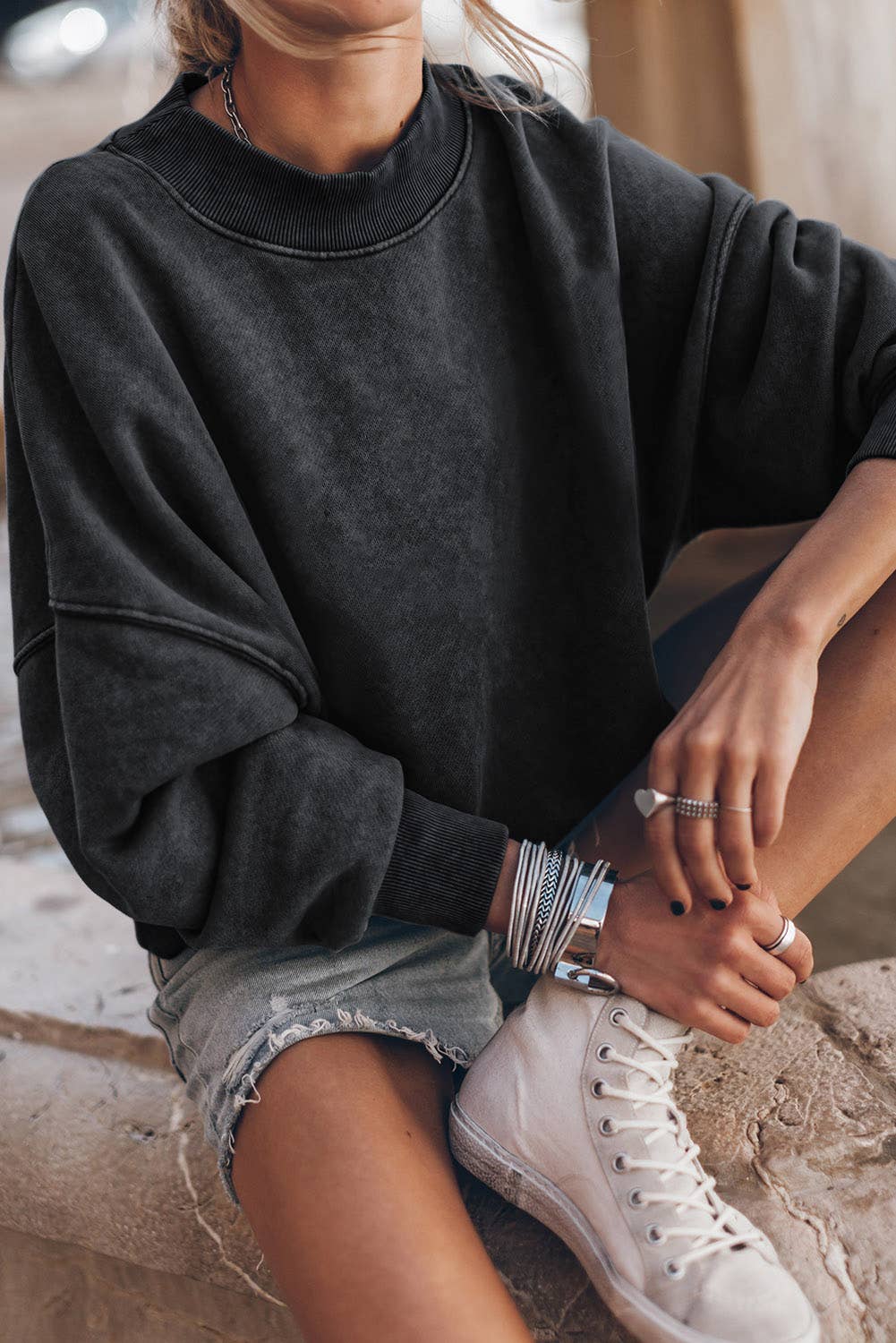 Lovesoft - Customized Drop Shoulder Crew Neck Pullover Sweatshirt: Orange / 75%Polyester+25%Cotton / M