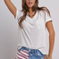 Urban Daizy - Rolled Sleeve V-Neck Pocket Tee: IVORY / S-2/M-2/L-2