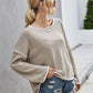 Casual Crew Neck Pullover Long Sleeve Sweater: GREY