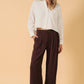 Sunday Edition by LE LIS - HIGH WAIST WIDE LEG PLEATED TROUSERS: ESPRESSO / L