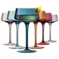 The Wine Savant /  Khen Glassware - Colored Ribbed Coupe Glasses | Set of 6, 7.5 OZ