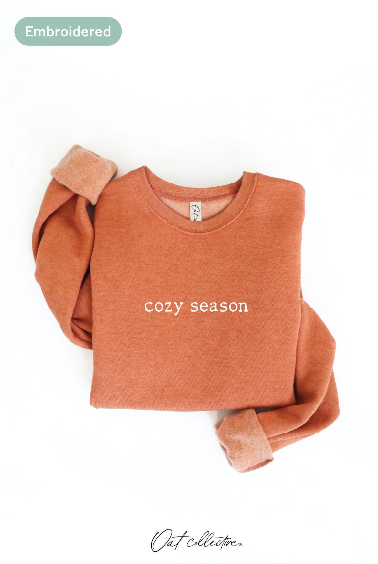 OAT COLLECTIVE - EMBROIDERED COZY SEASON Sweatshirt : VINTAGE WHITE LONG SLEEVE / M