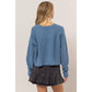 Oversized Raglan Sleeve Sweater: GRAY BLUE