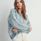 Frenchy Checker Pattern Drop Shoulder Sweater: IVORY / BLUE