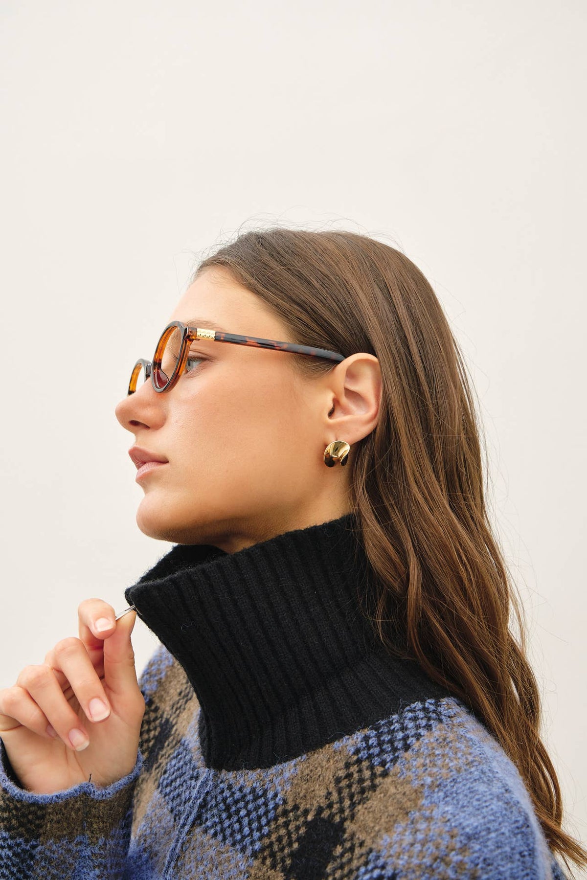 Be Cool - PLAID ZIP UP SWEATER JACKET : BLUE / M