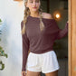 Dottie Dottié Garage - DTZ0603-03B | Stripe Off Shoulder Knit Top: BURGUNDY MULTI / S