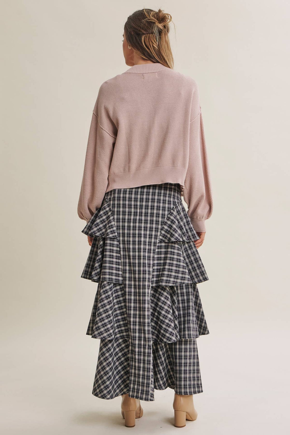 in february - EVERYDAY ESEENTIAL EASY LAYERING BALLOON SLV WAFFLE CARDIGAN: ROSEWOOD / M