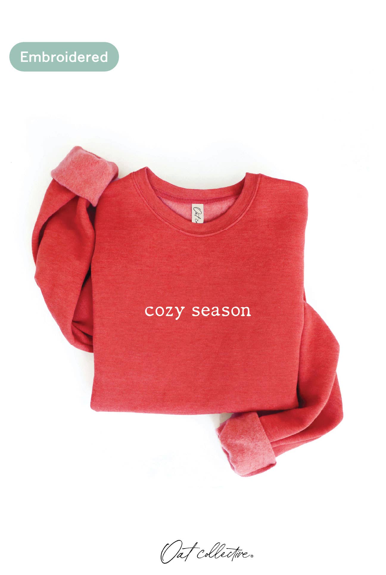 OAT COLLECTIVE - EMBROIDERED COZY SEASON Sweatshirt : VINTAGE WHITE LONG SLEEVE / M