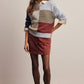 Forte - Colorblock Mixed Stripe Knit Sweater FSW0099: Blue Multi / Contemporary / S