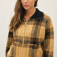 Be Cool - PLAID ZIP UP SWEATER JACKET : BLUE / S