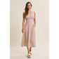 in february - SOFT-GLOW COTTON BLEND LUREX STRIPE FIT AND FLARE MIDI DRESS: RED / M
